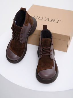 Ботинки EDART 305.927br. Вакса коричневая+корич замша/шерсть фото 7