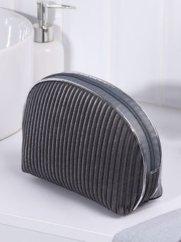 Косметичка на молнии женская, с подкладкой, вельветовая, серая