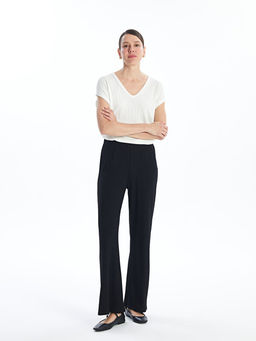 Kad?n Beli Lastikli D?z Pantolon