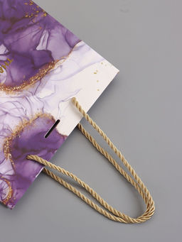 Пакет подарочный ламинированный «Мрамор», фиолетовый с бантиком, 19×15×7 см