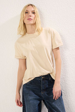 TRENDYOLMILLA Limited Edition Tas %100 Pamuk S?rt Bask?l? Relaxed/Genis Rahat Kesim Orme T-Shirt TWOSS23TS00374  фото 9