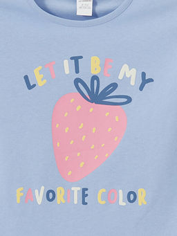 Bisiklet Yaka Bask?l? K?z ?ocuk Ti??rt 2li