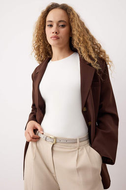 Siyah-Taba 2li Paket Deri Gorunumlu Dikis Detayl? Kemer TWOAW26KE00010