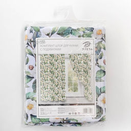 Комплект штор для кухни с подхватами Сamellia 145х180см-2 шт., 100% п/э - Этель фото 7