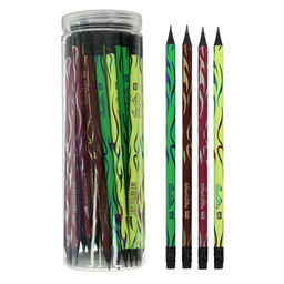 Цена за 12 шт. Карандаш чернографитный, твёрдость НВ, «Пламя» с ластиком, в тубе, корпус МИКС, штрихкод на штуке