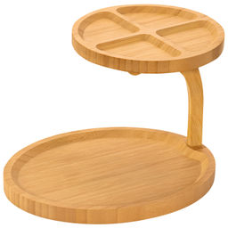 Подставка 2-уровневая овальная 30,5*24,5*18,5 см, секционная, многофункциональная, бамбук