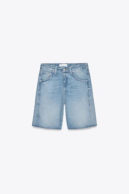 TRF MID-WAIST BELT LOOP DENIM BERMUDA SHORTS - Zara фото 9