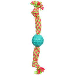 Цена за 2 шт. Игрушка-канат для всех пород собак с мячиком "Счастливый хвост!", цвет ярко-зеленый, 40*6см/95гр