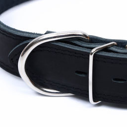 Ошейник кожаный двухслойный на замше, 3,5 см, ОШ 41-51 см, черный - Пижон фото 4