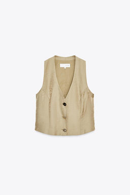 GOLD BUTTON SATIN TOP - Zara фото 6