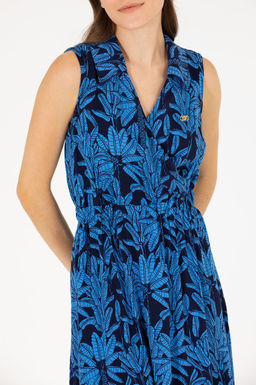 Kad_n Lacivert Dokuma Elbise