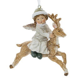 Украшение новогоднее "Ангел на олене", L8 W4,5 H9,5 см