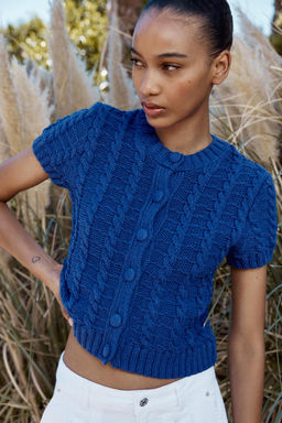 SHORT SLEEVE KNIT CARDIGAN - Zara фото 2