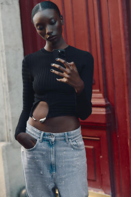 RIBBED KNIT TOP WITH APPLIQU_ - Zara фото 4