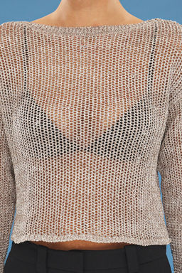 Vizon Kay?k Yaka Payetli Kazak TWOSS25KZ00003 - Trendyolmilla фото 5