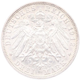 Монета 3 марки 1912 года D Германия (Бавария)