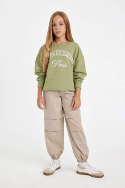 Толстовка с принтом для девочек Relax Fit с круглым вырезом - Defacto фото 2