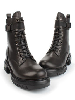 04-M2-592 BLACK Ботинки зимние женские (натуральная кожа, натуральный мех)