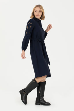 Женское темно-синее тканое платье - U.s. polo assn фото 10