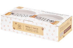 Набор 2 мисок для домашних питомцев 450 мл 28*14,5*6,5 см, с бамбуковой подставкой, белая - Elan gallery фото 10