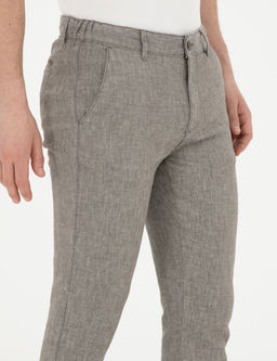 Ye_il Slim Fit Keten Kar___ml_ Kanvas Pantolon