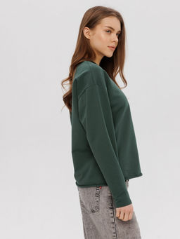 Женский лонгслив из футера 2-х нитки Lingeamo хаки ВК-25 (53)  фото 10