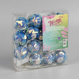 Гирлянда Нить 4.5 м с насадками Цветочные шары, IP20, прозрачная нить, 15 LED, свечение фиолетовое, 220 В - Luazon lighting фото 5