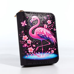 Кошелёк на молнии Фламинго, маленький, чёрный
