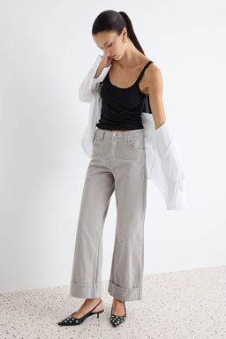 Gri D_K_ML_ Pa_a Detayl_ Y_ksek Bel Wde Leg Jeans TWOAW27JE00052 - Trendyolmilla фото 2