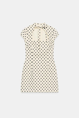 POLKA DOT SHORT DRESS WITH TIE DETAIL