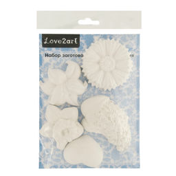 Заготовка для декорирования Love2art ВА-10 Набор заготовок для декорирования гипс 21 х 16 х 2 см 5 шт Цветы