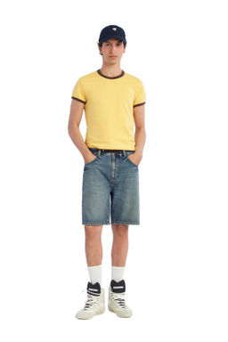 CAMISETA SLIM FIT RIB CONTRASTE / Amarillo