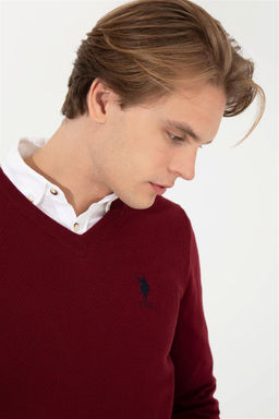 U. S. Polo Assn Мужской бордовый красный базовый трикотажный свитер с v-образным вырезом Неожиданная скидка в корзине