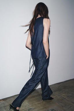 ZW COLLECTION DENIM TIE TOP - Zara фото 11
