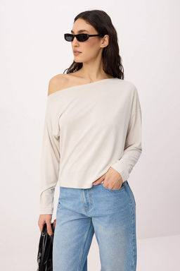 Antrasit Modall? More Sustainable Kay?k Yaka Relaxed/Rahat Kesim Orme Bluz TWOAW25BZ00282 - Trendyolmilla фото 26