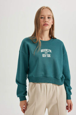 Толстый толстый свитшот Cool Oversize с круглым вырезом - Defacto фото 4