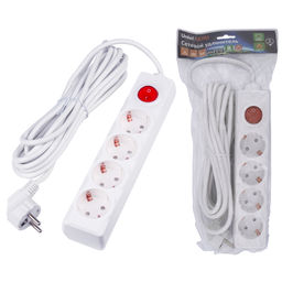 S-GCU4-5B WHITE Удлинитель серии Ultra, шнур 5м., 4 гнезда, 16A, с/з. Белый. TM Uniel