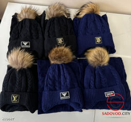 Детская вязанная шапка с шарфом