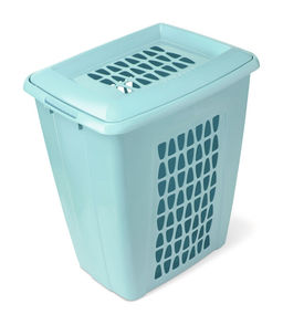 Корзина для белья Молетта 60л прямоугольная с крышкой бирюзовая С702БИР