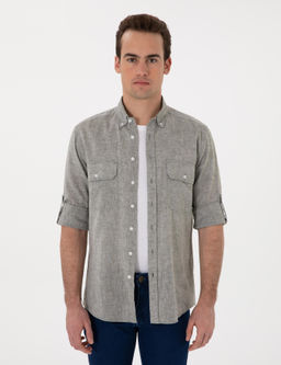 Рубашка Pierre Cardin Regular Fit хаки длинный рукав