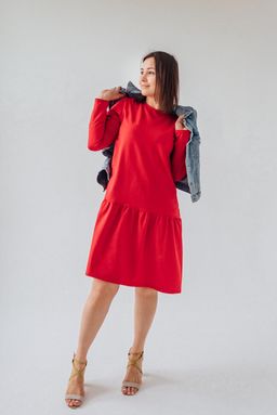 Платье ФУТЕР 2х нитка ПЕНЬЕ Карина цвет БЕЖЕВЫЙ - Knitka wear фото 2