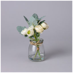 Букет искусственных цветов Lefard в круглой вазе высота 16 см