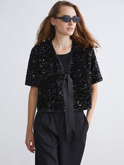 V Yaka Payetli Bluz