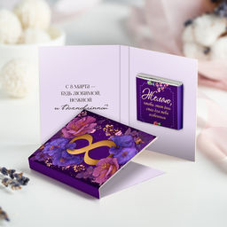 Цена за 2 шт Мини-открытка "8 (фиолетовая)"