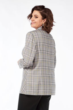 Жакет Элль стиль 2016/6ж серый/розовая клетка  фото 2