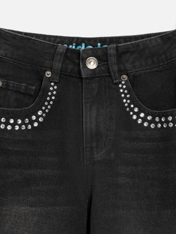 ACOOLA / Брюки джинсовые детские для девочек Poka1 черный  фото 4