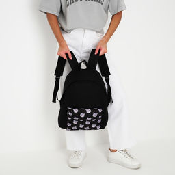 Рюкзак текстильный Коты, с карманом, цвет чёрный - Nazamok фото 4