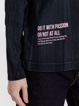 Джемпер женский черный с принтом и надписью "Love" варка на черном 122867