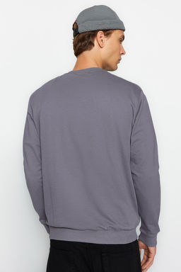 Antrasit Erkek Regular/Normal Kesim Uzun Kollu Bisiklet Yaka Bask?l? Sweatshirt TMNAW22SW0572
