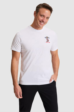 Erkek Beyaz Regular Fit Bisiklet Yaka Ti__rt